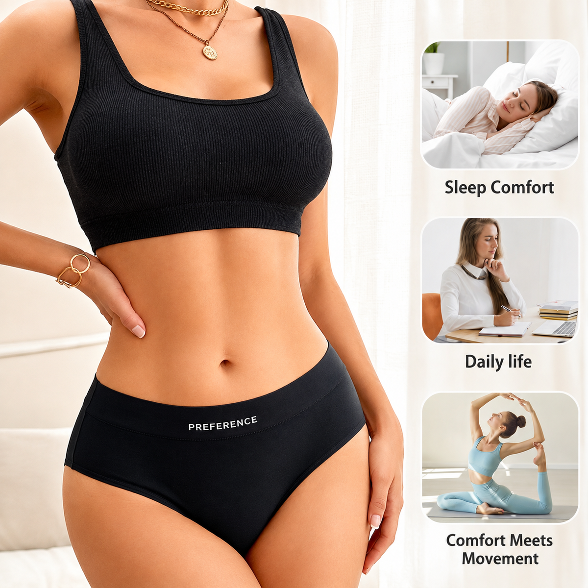 5-Pack 100% Cotton Panties Soft Breathable Full Coverage Briefs