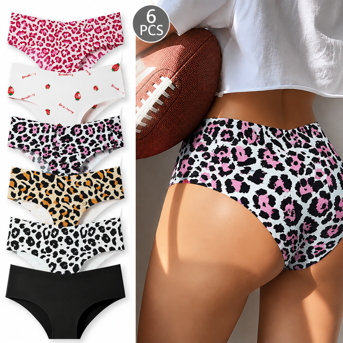 6-Pack Seamless Leopard Print Panties