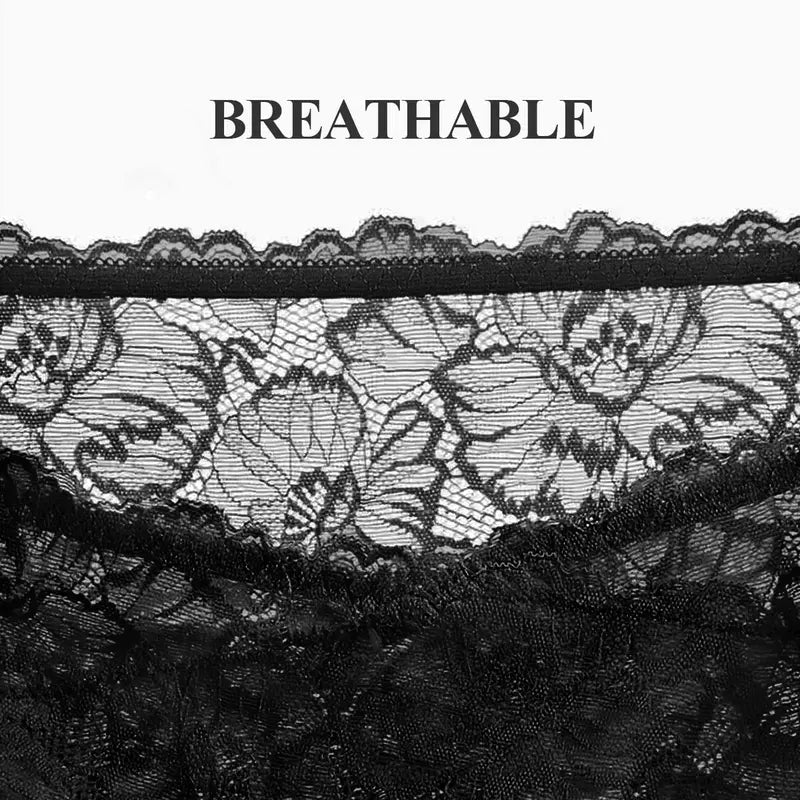 4/6/8-Pack High-Waist Floral Lace Cotton Briefs