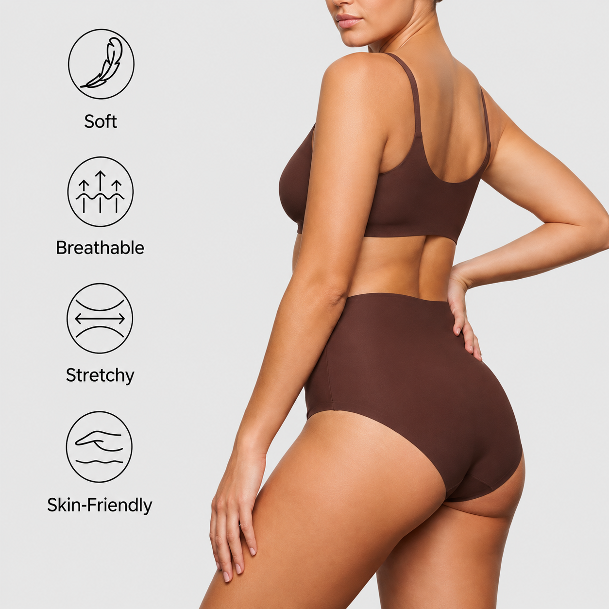 High-Waisted Seamless No Show Briefs (5-Pack)