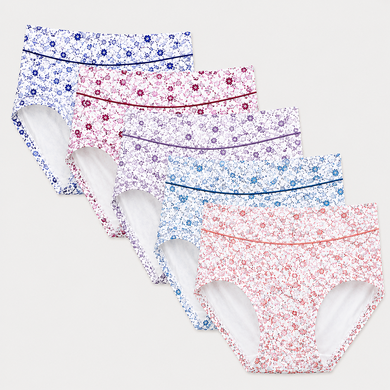 High-Waist Leopard Full Coverage Briefs（5 pack）