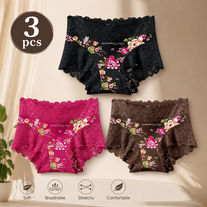 3/5/6-Pack Soft Stretch Floral Lace Briefs