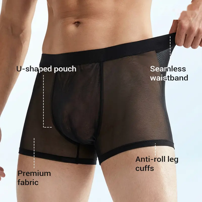 2/4-Pack Men's Ice Silk Boxer Briefs Ultra Thin Cooling Breathable Underwear