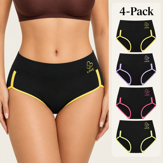 4-Pack Plus Size Printed Mid Waist Panties