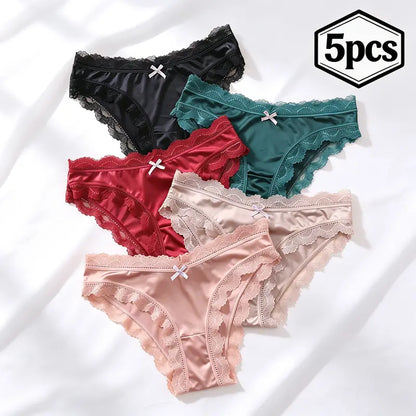 5-Pack Women Low Waist Mesh Lace Panties