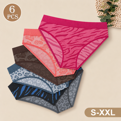 6-Pack  Mid-Waist Seamless Leopard Print Panties