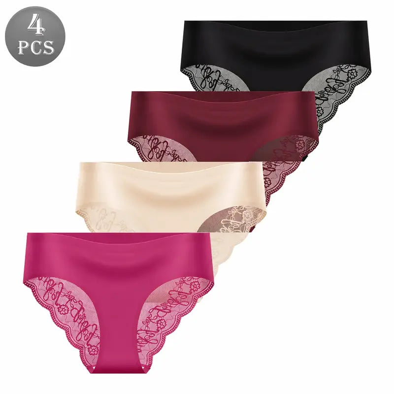 4/5/6-Pack Seamless High-Waist Lace Trim Briefs