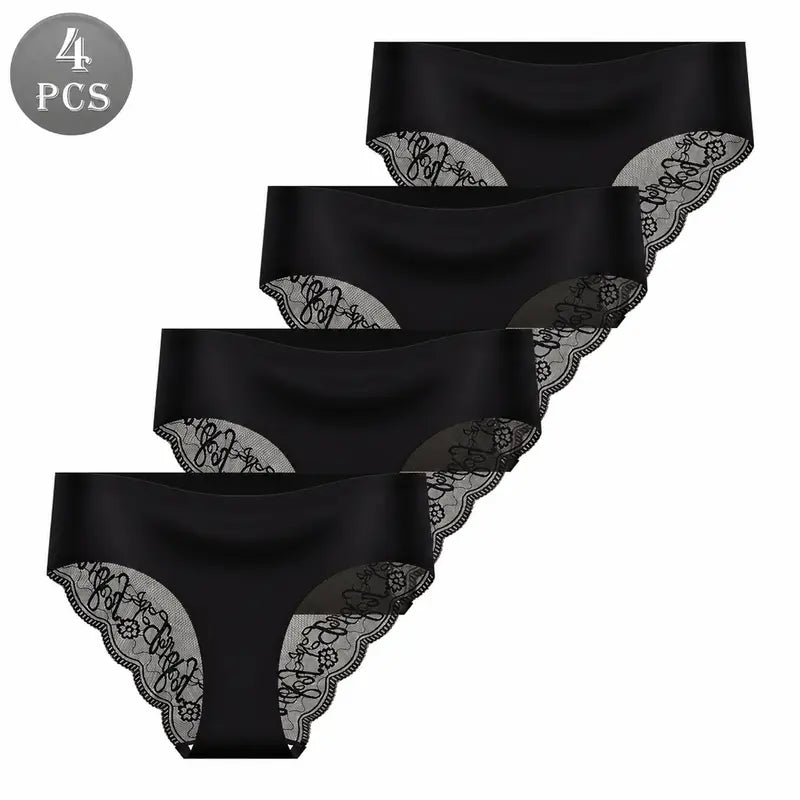 4/5/6-Pack Seamless High-Waist Lace Trim Briefs