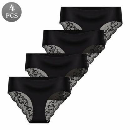 4/5/6-Pack Seamless High-Waist Lace Trim Briefs