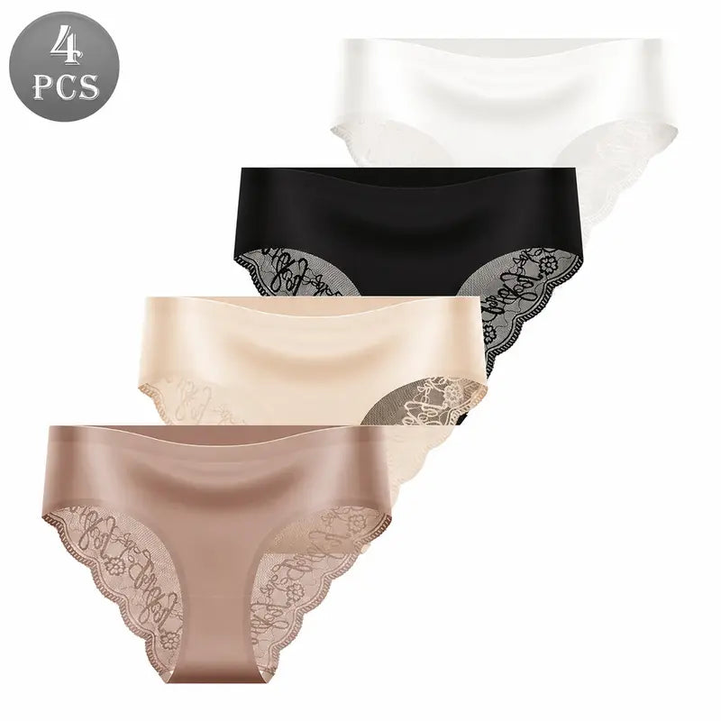 4/5/6-Pack Seamless High-Waist Lace Trim Briefs