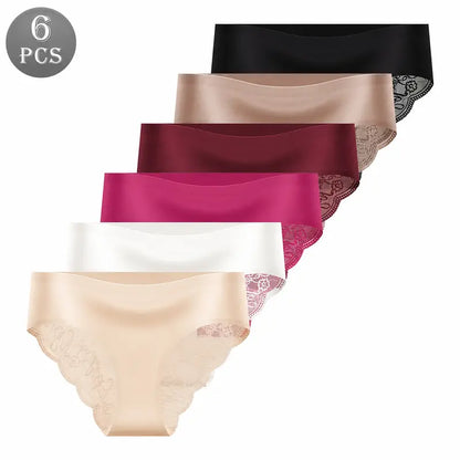 4/5/6-Pack Seamless High-Waist Lace Trim Briefs